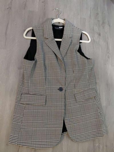 Rachel Zoe Houndstooth Long Vest One Button Black White - Houston, Texas
