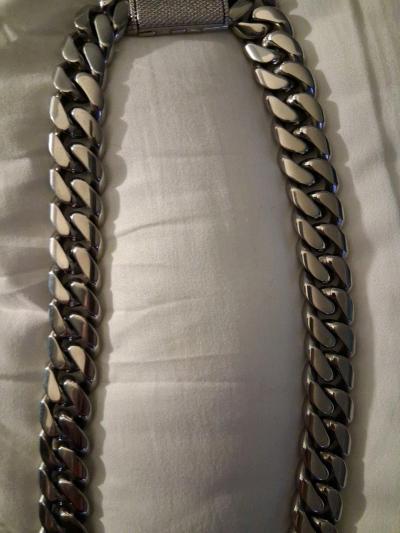 26in Stainless Steel Cuban Necklace - Thumbnail 3
