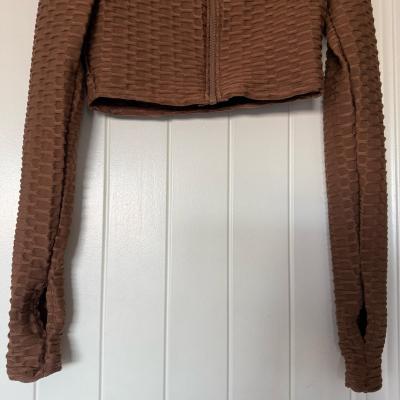 TIMING Textured Cropped ZipUp Top w Thumbholes  Size S - Thumbnail 5