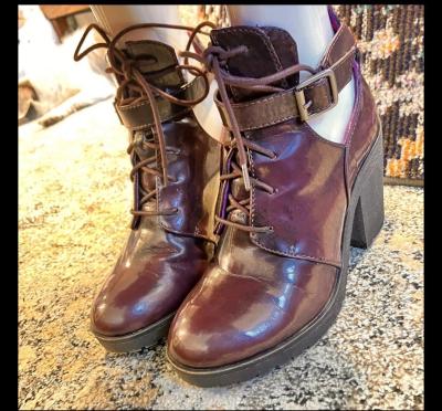 London Rebel Deep Purple Womens Size 8 Lace Up Ankle Boots - Thumbnail 2