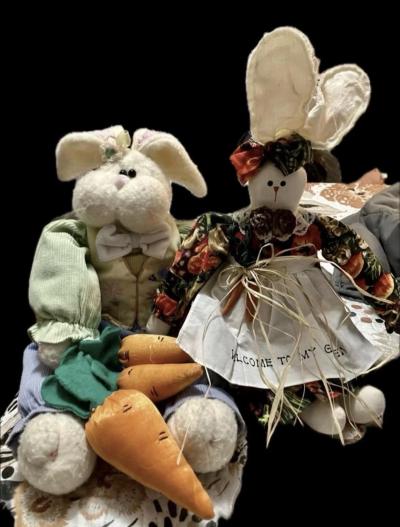Vintage Country Rustic Bunny Rabbit Gardener Version Stuffed