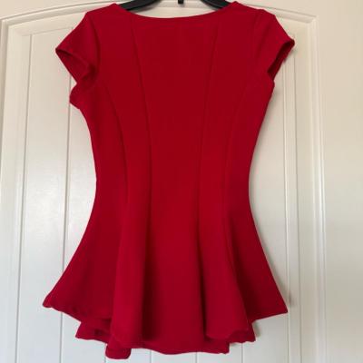 HOT RED SCULPTED PEPLUM TOP  SNATCHED WAIST  DATE NIGHT - Thumbnail 3