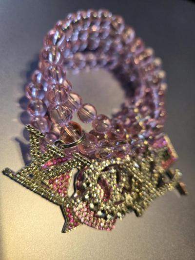 Pink Beaded Charm Bracelet set - Thumbnail 3