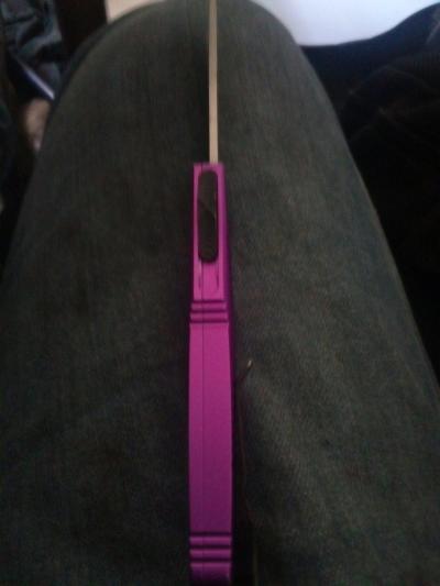 MICROTECH VIOLET UTX85 TANTO OTF AUTO KNIFE BLACK BLADE - Thumbnail 3