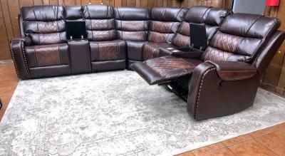 Brown Leather Sectional Recliner  New  Cup Holders  ONLY 53 - Thumbnail 8