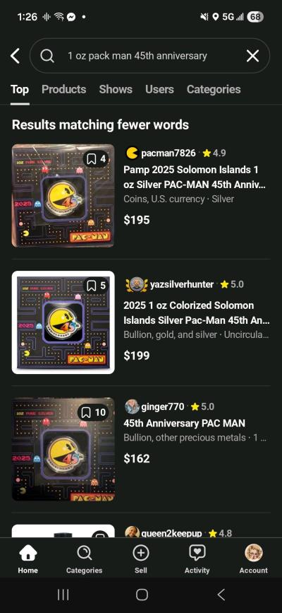 1 ounce silver 2025 PacMan 45th Anniversary coin - Thumbnail 3