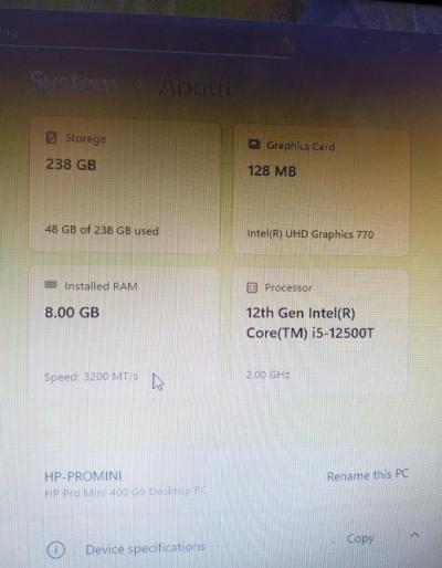HP Pro Mini 400 G9 Desktop PC i5 12TH - Thumbnail 4