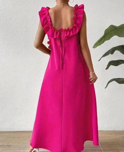 Womens Long Sleeveless Dress - Thumbnail 2