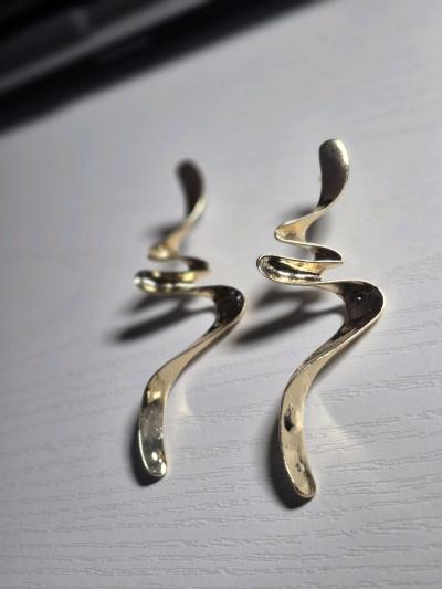 Earrings Gold Spiral Drop Earrings  Sculptural Womens Earrin - Lakewood, California