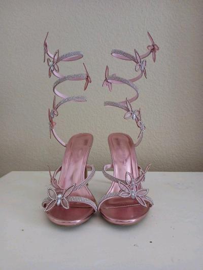 Pink Rhinestone High Heels Size 7 - Thumbnail 1