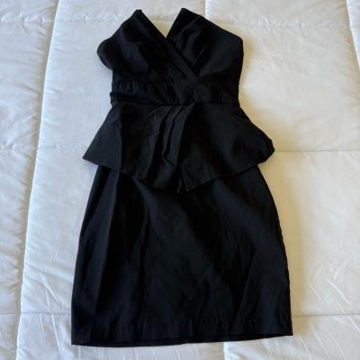 Elegant Strapless Black CorsetStyle Peplum Cocktail Dress - Thumbnail 4