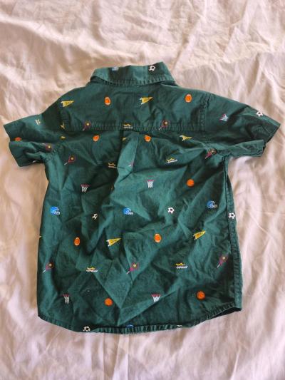 Toddler boys 4T green sports buttonup shirt basketball print - Thumbnail 2