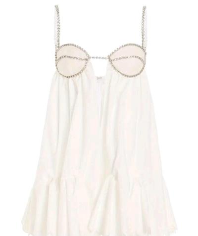 Solid Color White Womens Mini Dress - Thumbnail 3