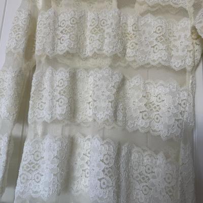 Romantic VintageInspired Ivory Lace HighNeck Blouse Sheet - Thumbnail 2