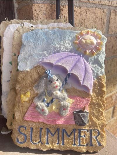 4 Seasons Ceramic Plaques Decor  Summer Spring Fall Winter - Thumbnail 3