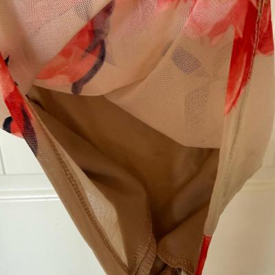 ElleCLO Strapless Floral Mesh Bodycon Midi Dress - Thumbnail 2