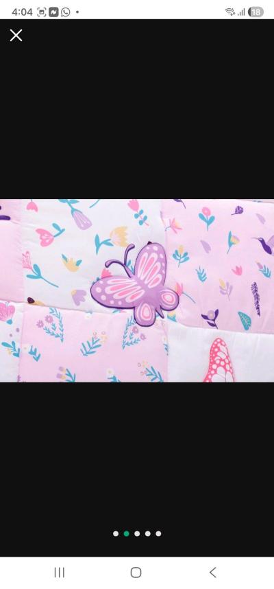 Baby Crib 3Piece Bedding Set Light Purple Butterfly Design P - Thumbnail 4