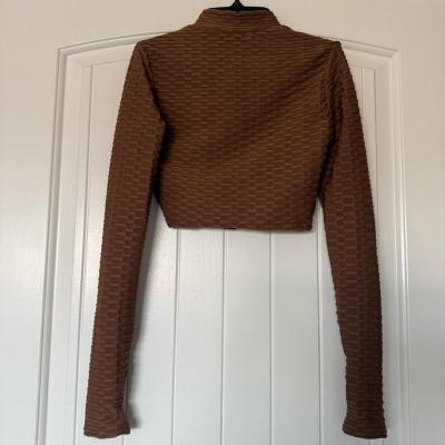 TIMING Textured Cropped ZipUp Top w Thumbholes  Size S - Thumbnail 6