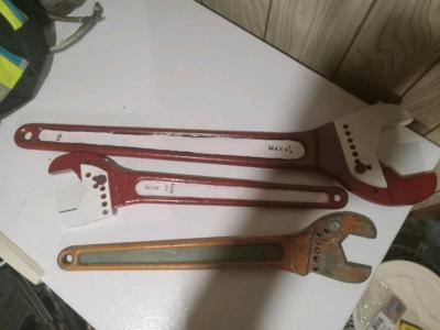 3 industrial size wrenchs