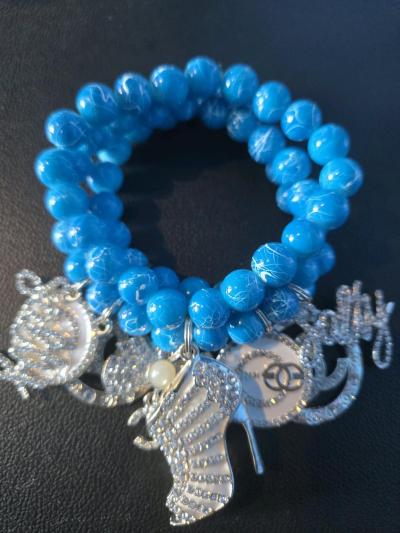 3pc Beaded Charm Bracelet set - Thumbnail 3