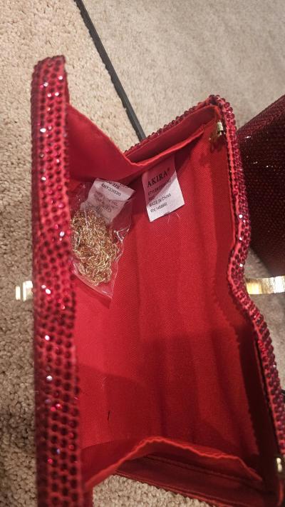 red studded evening clutch - Thumbnail 6