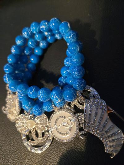 3pc Beaded Charm Bracelet set - Thumbnail 2