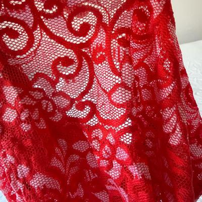 Red Floral Lace Halter Top  Sheer Plunge Babydoll  Romantic - Thumbnail 4