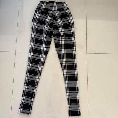 Black  White Plaid HighWaisted Skinny Pants with Zip Detail - Thumbnail 3