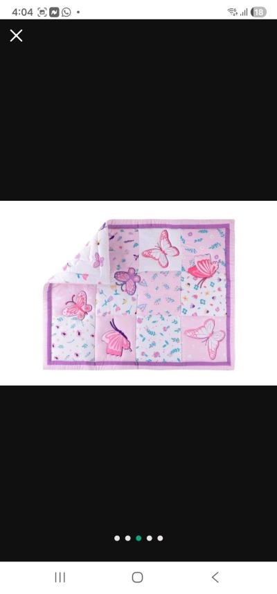 Baby Crib 3Piece Bedding Set Light Purple Butterfly Design P - Thumbnail 2