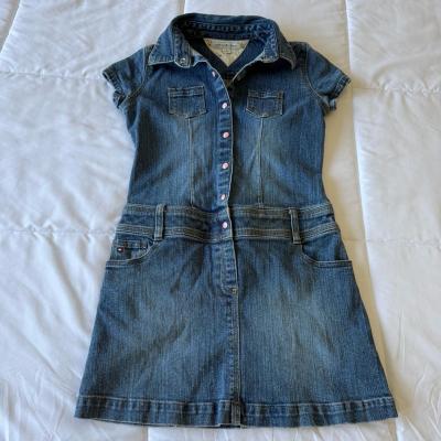 Tommy Hilfiger Girls Size 10 Denim Shirt Dress  Short Sleeve - Thumbnail 5