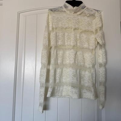 Romantic VintageInspired Ivory Lace HighNeck Blouse Sheet - Thumbnail 5