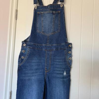 Trendy Dark Wash Denim Overalls  Bib Jeans  Adjustable Stra - Thumbnail 3