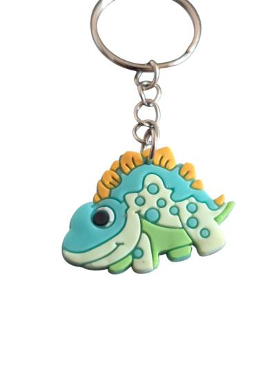 Cute Dinosaur Keychain Charm  Blue Green Stegosaurus - Thumbnail 2