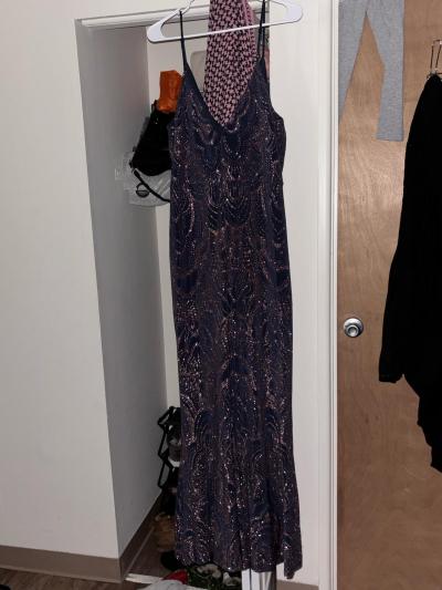 Navy blue and rose gold sequin prom dress plus size 20 Floor - Thumbnail 3