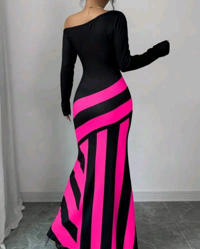 Womens BlackPink Long Dress - Thumbnail 2