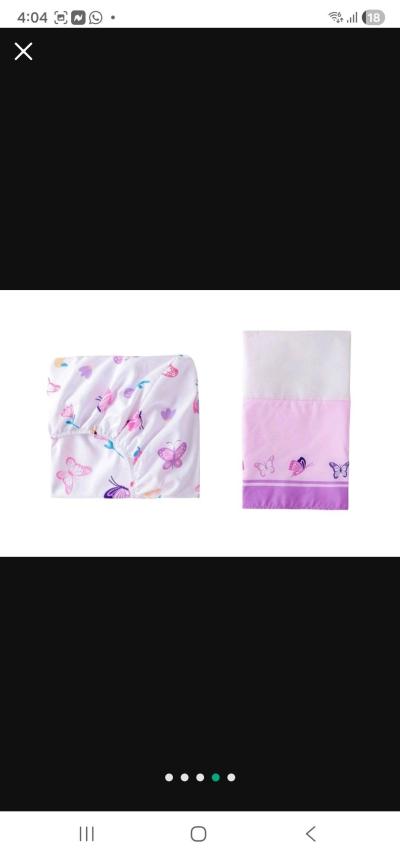 Baby Crib 3Piece Bedding Set Light Purple Butterfly Design P - Thumbnail 3