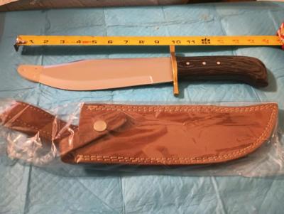 15in Bowie knife with leather sheath - Thumbnail 3