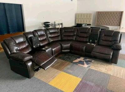 Brown Leather Sectional Recliner  New  Cup Holders  ONLY 53 - Thumbnail 7