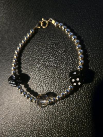 14kt Gold Filled Crystal Beaded Bracelet with Dices