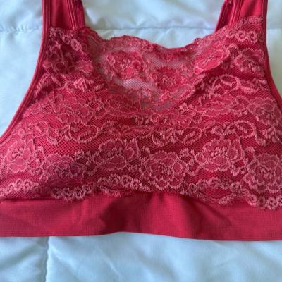 New Kathy Padded Lace Bralette  Red Seamless PushUp Crop Top - Thumbnail 2