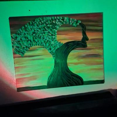 Pair of Acrylic Paintings 1 signed by artist Blacklight Neon - Thumbnail 6