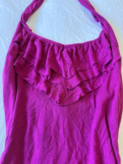 GUESS Magenta Halter Top with Ruffle Bust Detail  Womens XS - Thumbnail 3