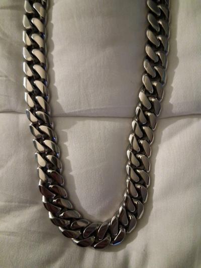 26in Stainless Steel Cuban Necklace - Thumbnail 4