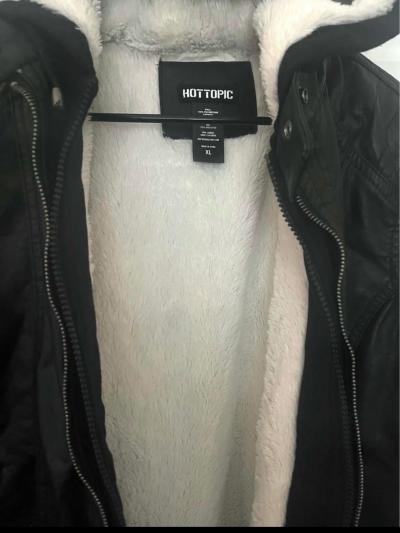 WOMENS HOODED FAUX LEATHER JACKET - Thumbnail 2