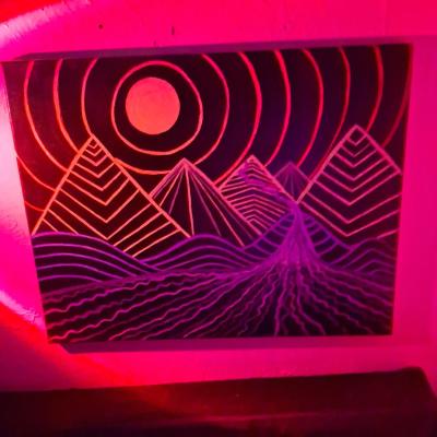 Pair of Acrylic Paintings 1 signed by artist Blacklight Neon - Thumbnail 3