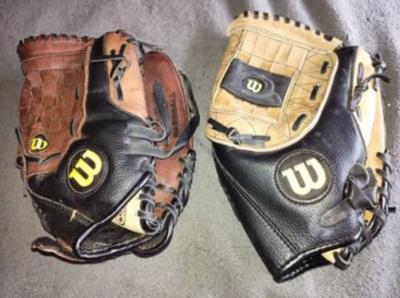 2 genuine leather baseball gloves
