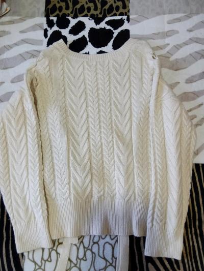 Cream Cable Knit LaceUp Sweater - Thumbnail 2