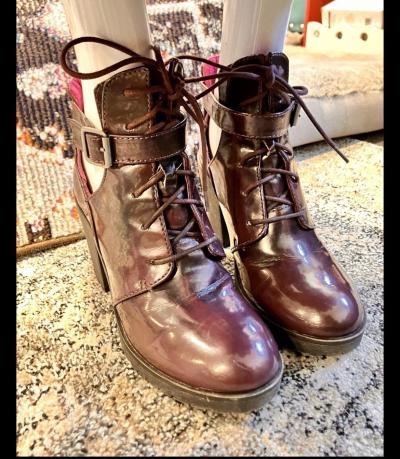 London Rebel Deep Purple Womens Size 8 Lace Up Ankle Boots - Thumbnail 3