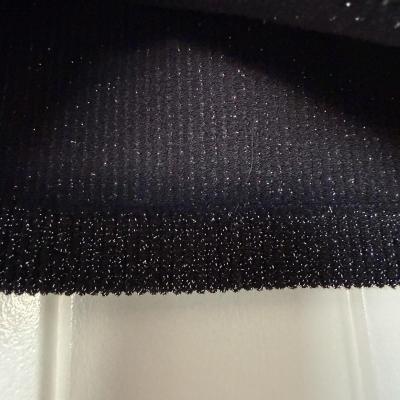 Shimmering Black Metallic Ribbed Mock Neck Top XSS  Elegant - Thumbnail 4