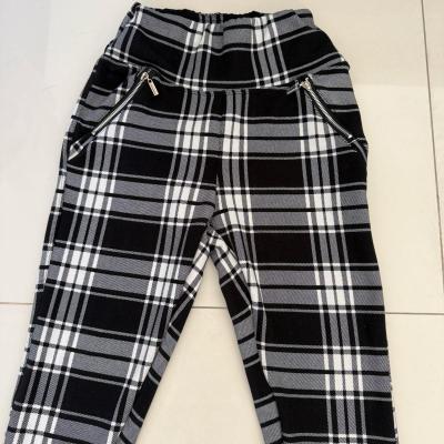 Black  White Plaid HighWaisted Skinny Pants with Zip Detail - Thumbnail 2